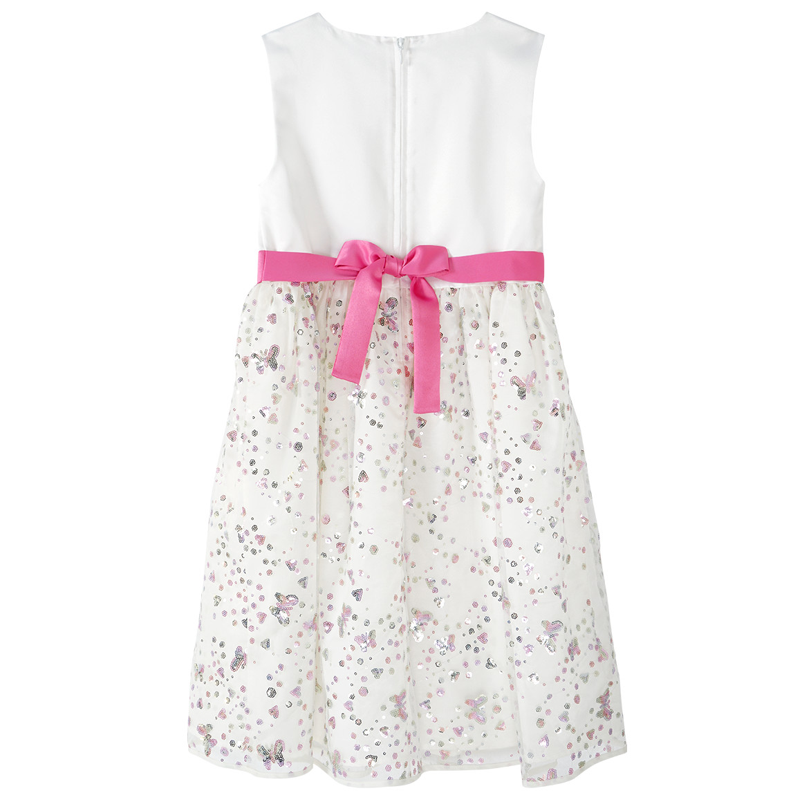 Yigga Festliches Mädchen Kleid mit Zierschleife cremeweiss