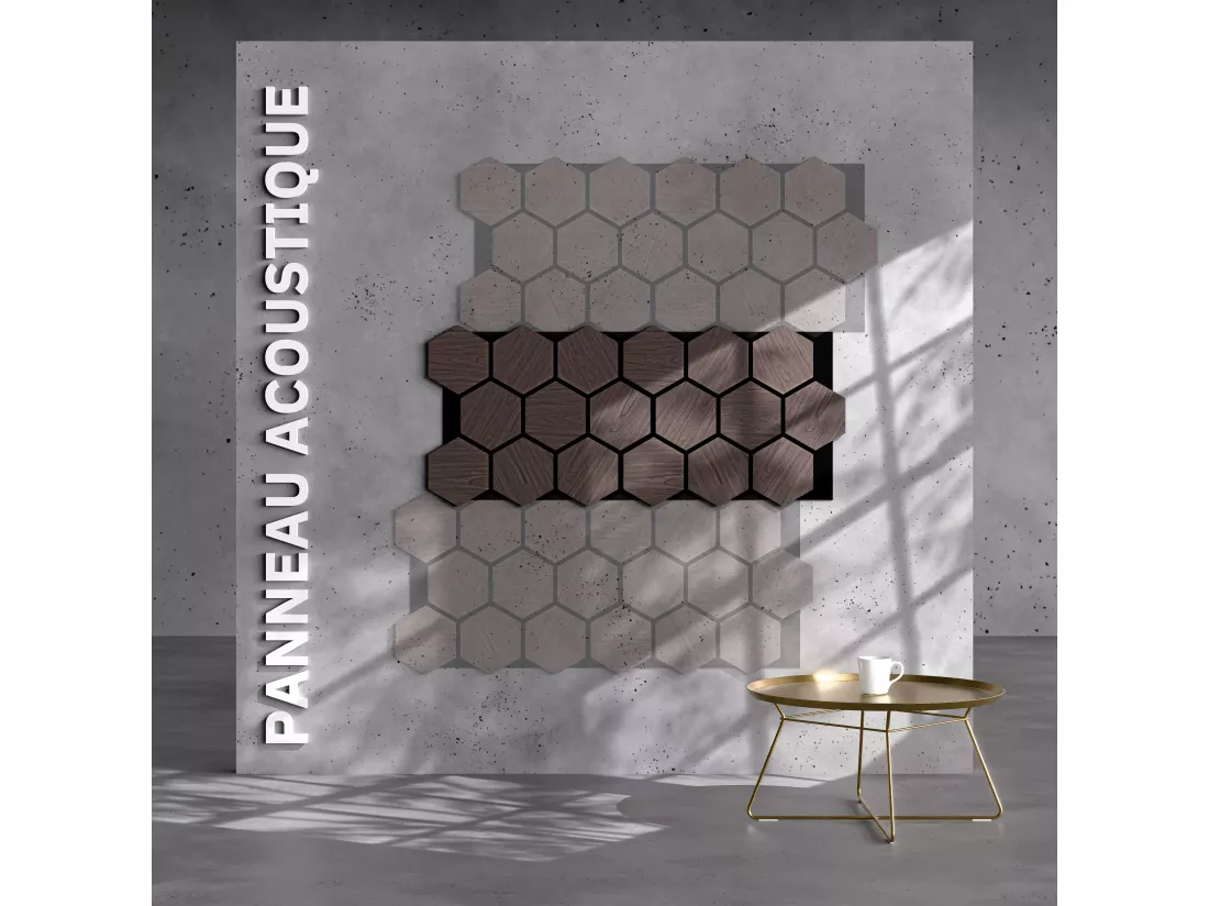 Lot de 2 Panneaux Hexagonaux H. 76 cm L. 62 cm - Noyer Feutre Noir