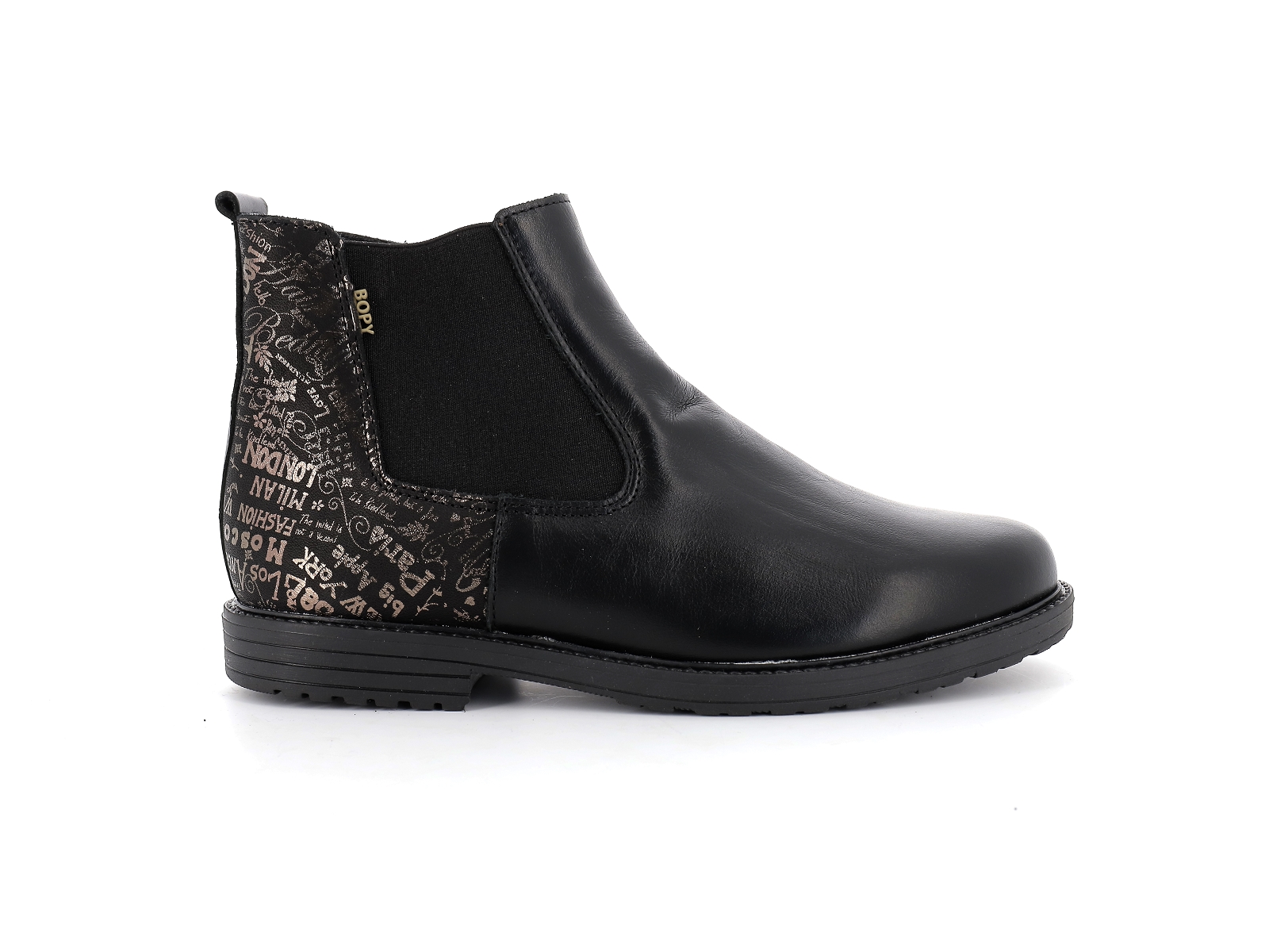 Bopy-SELICAT Cuir Noir Or