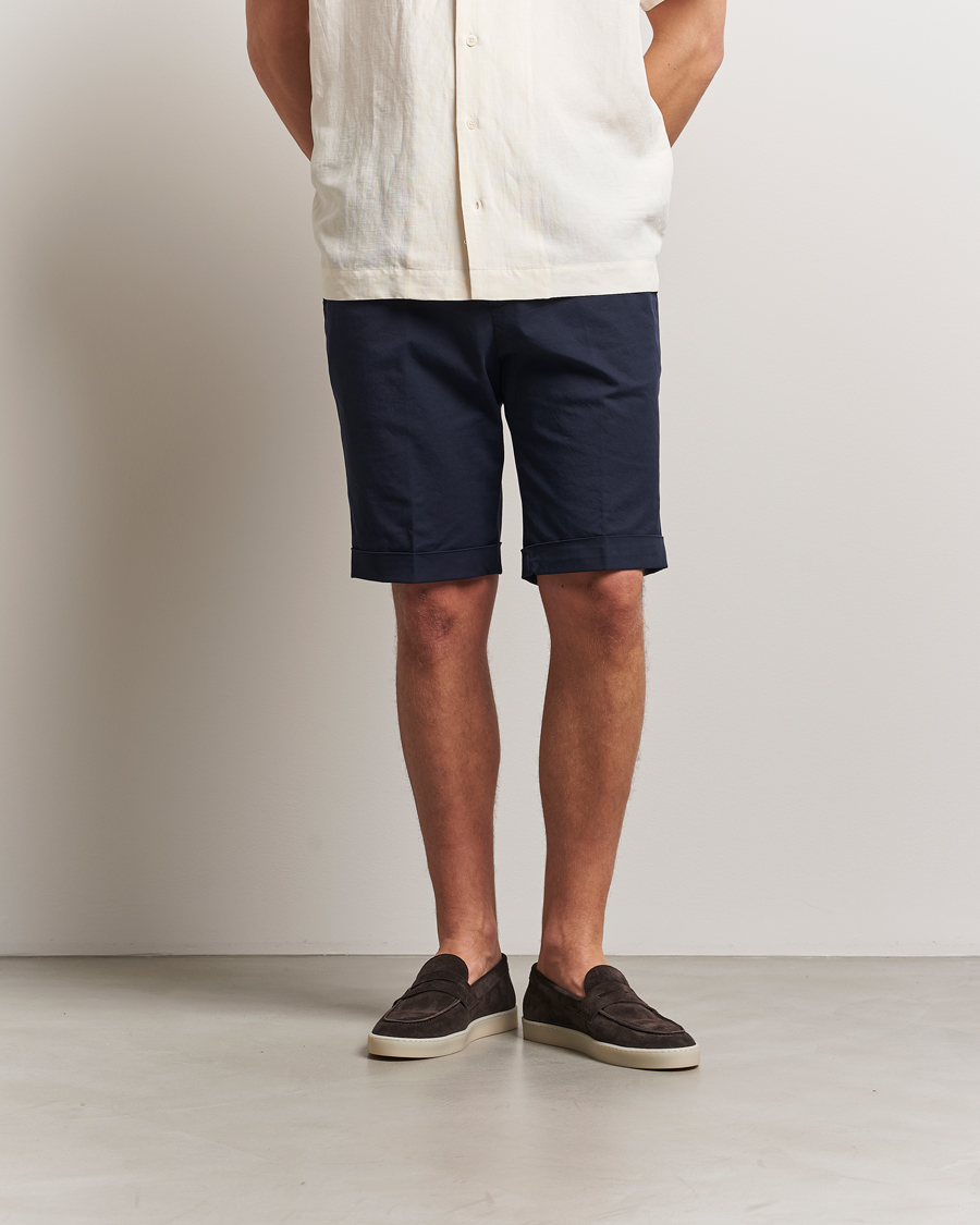 Briglia 1949 Pleated Cotton Shorts Navy