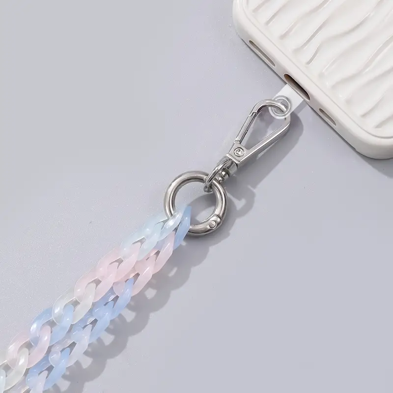 (120cm) Universal Necklace Handykette Umhängeband für Schutzhülle mit Acrylsteinen   1x Einlage - Bunt / Transparent