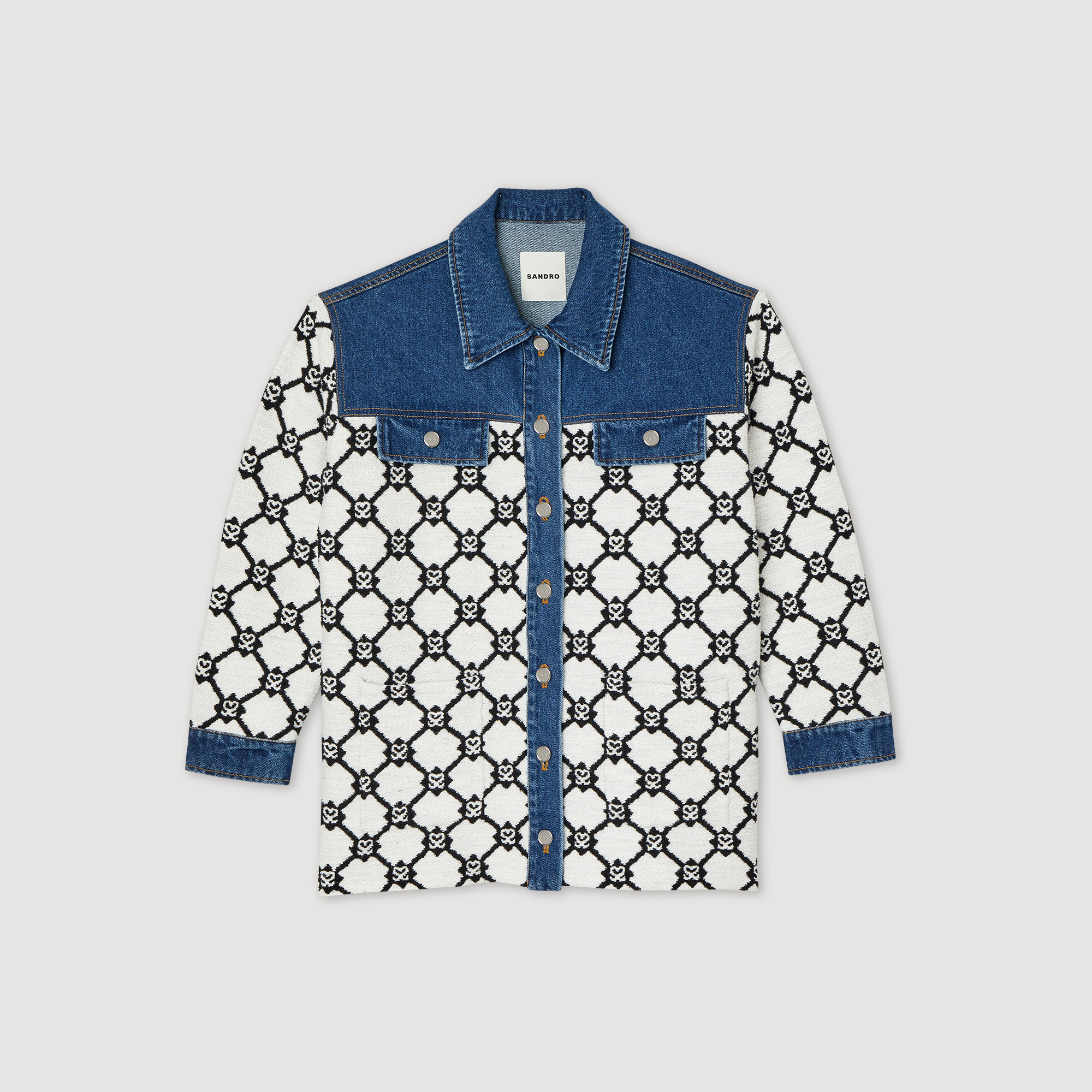 Cardicoat en maille et denim