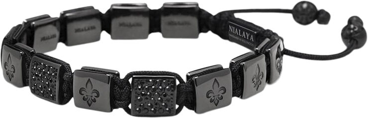 Nialaya Men's Ceramic Flatbead Bracelet in Black Black