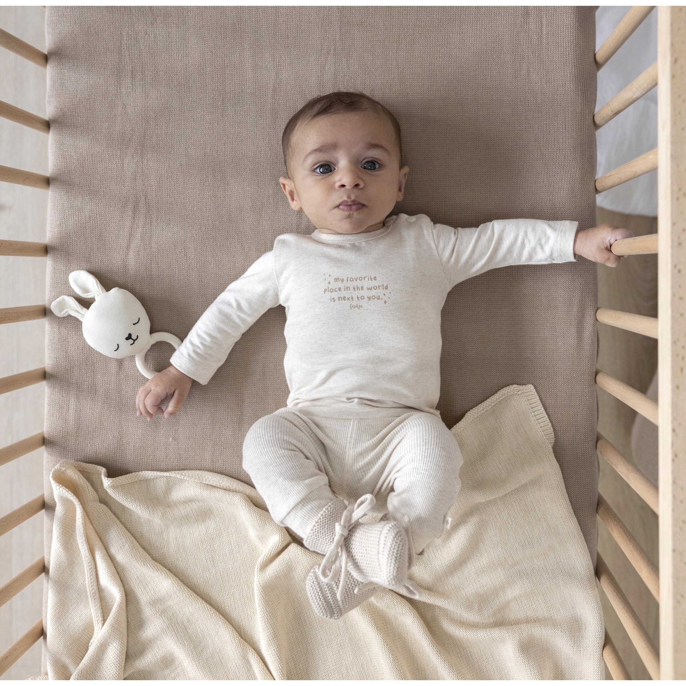 Feetje Jogginghose Rippqualität beige
