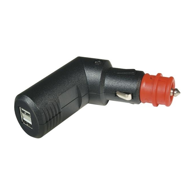 12V Stecker: Winkelbarer USB Doppelladestecker 12V