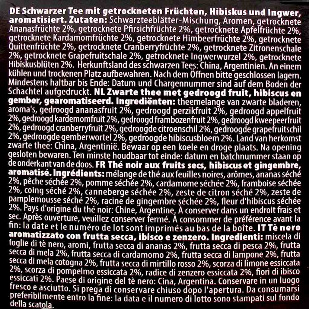 Bardollini Premium Tee lose Schwarzer Tee & Früchte 60g MHD:30.8.25