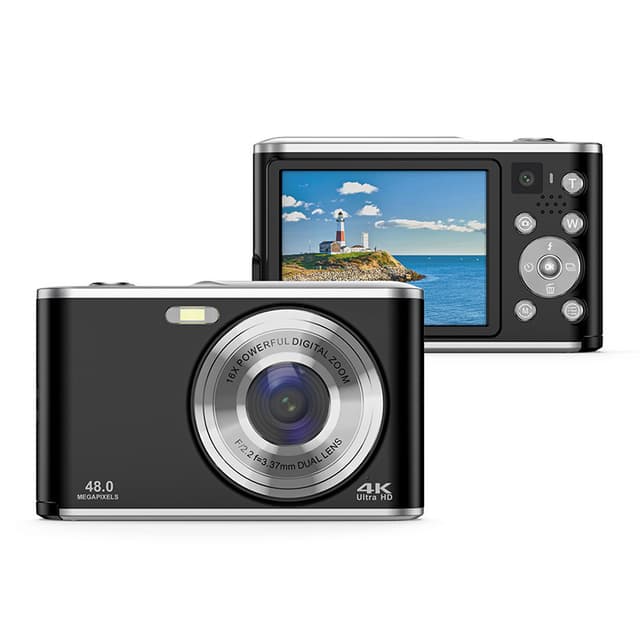Digitalkamera 4K 48MP 16 x zoom webcam med 32GB TF-kort Sort