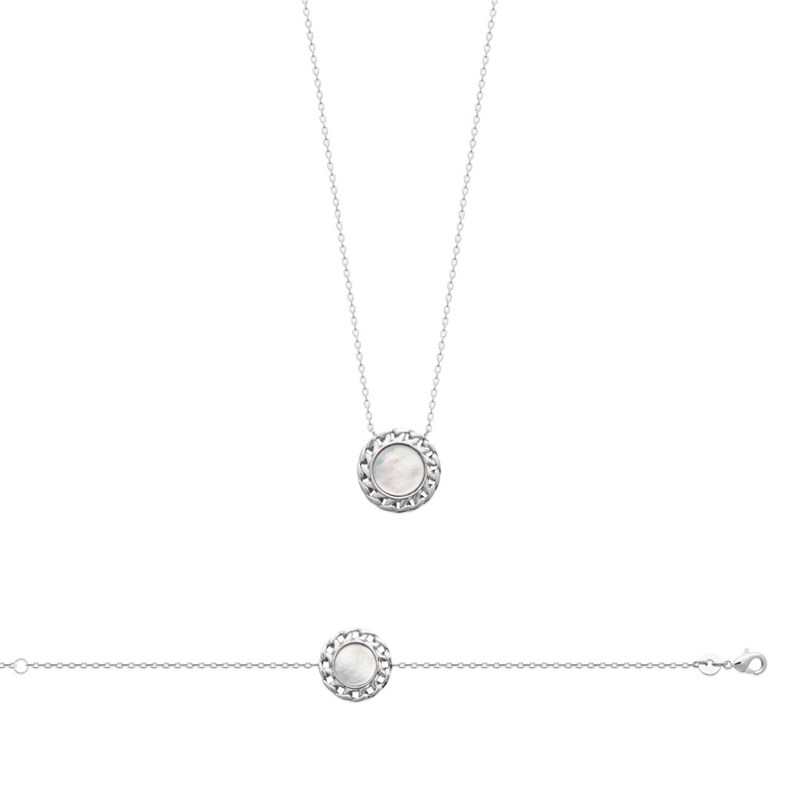 Collier Femme - Argent 925 - Nacre - Longueur : 45 cm