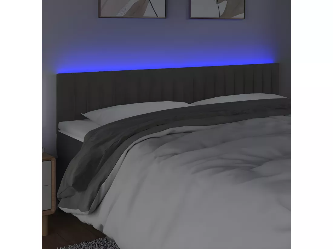 Tête de lit à LED Gris foncé 160x5x78/88 cm Velours