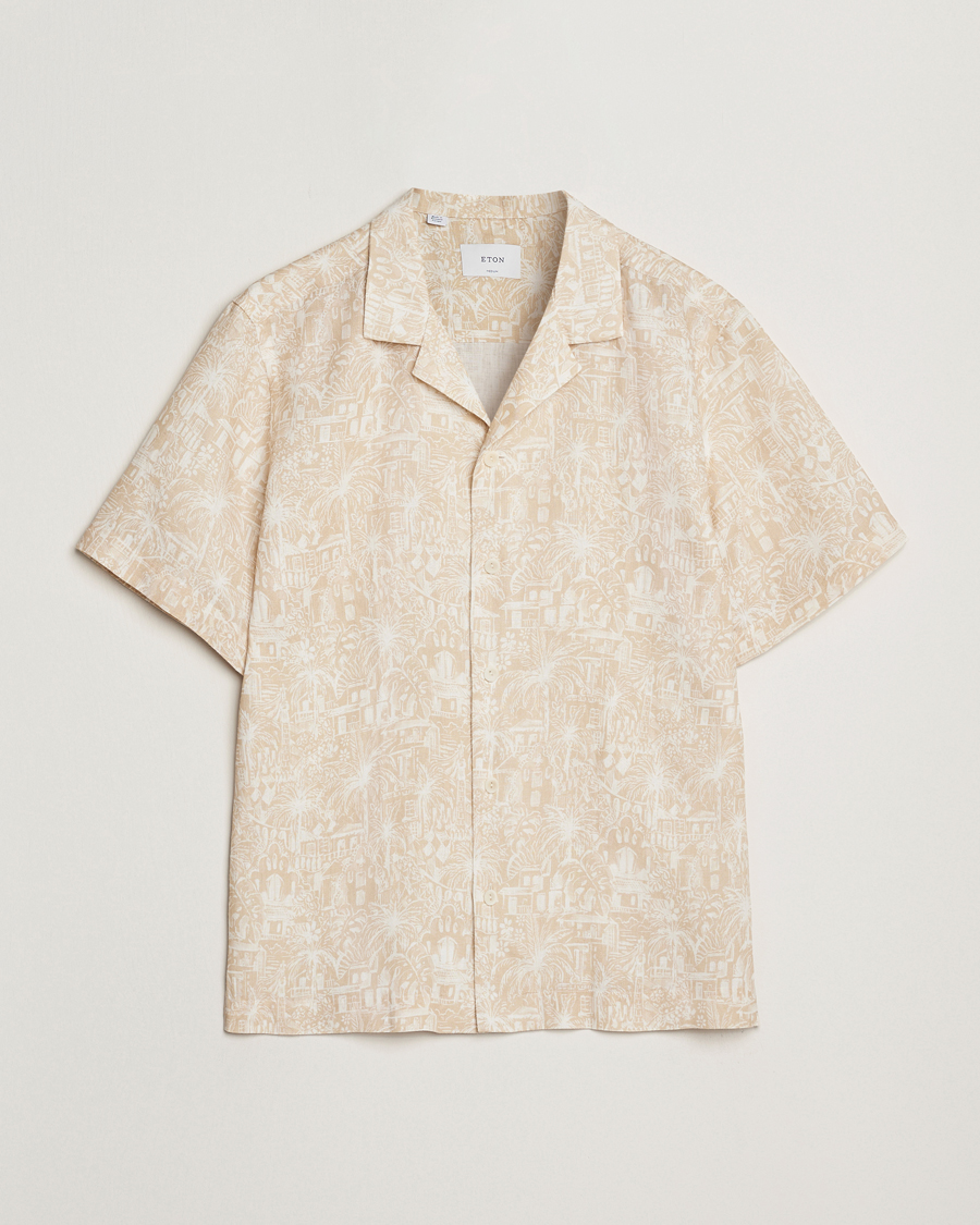 Eton Resort Printed Short Sleeve Shirt Beige