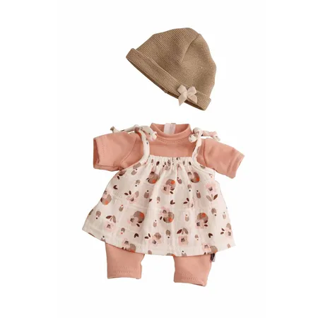 Schildkröt Kleidung zu Puppe Schlummerle 32 cm, Overall rose mit Kleid und Mütze