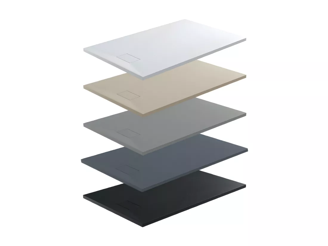 Receveur de douche 90 x 180 cm extra plat PIATTO en SoliCast® surface ardoisée gris basalte