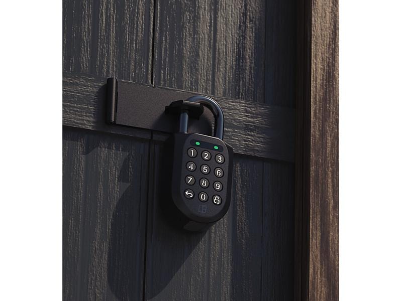 igloohome Sicherheitsschloss Padlock 2, Schwarz, Edelstahl Smartes, Bluetooth Vorhängeschloss mit Zahlenfeld
