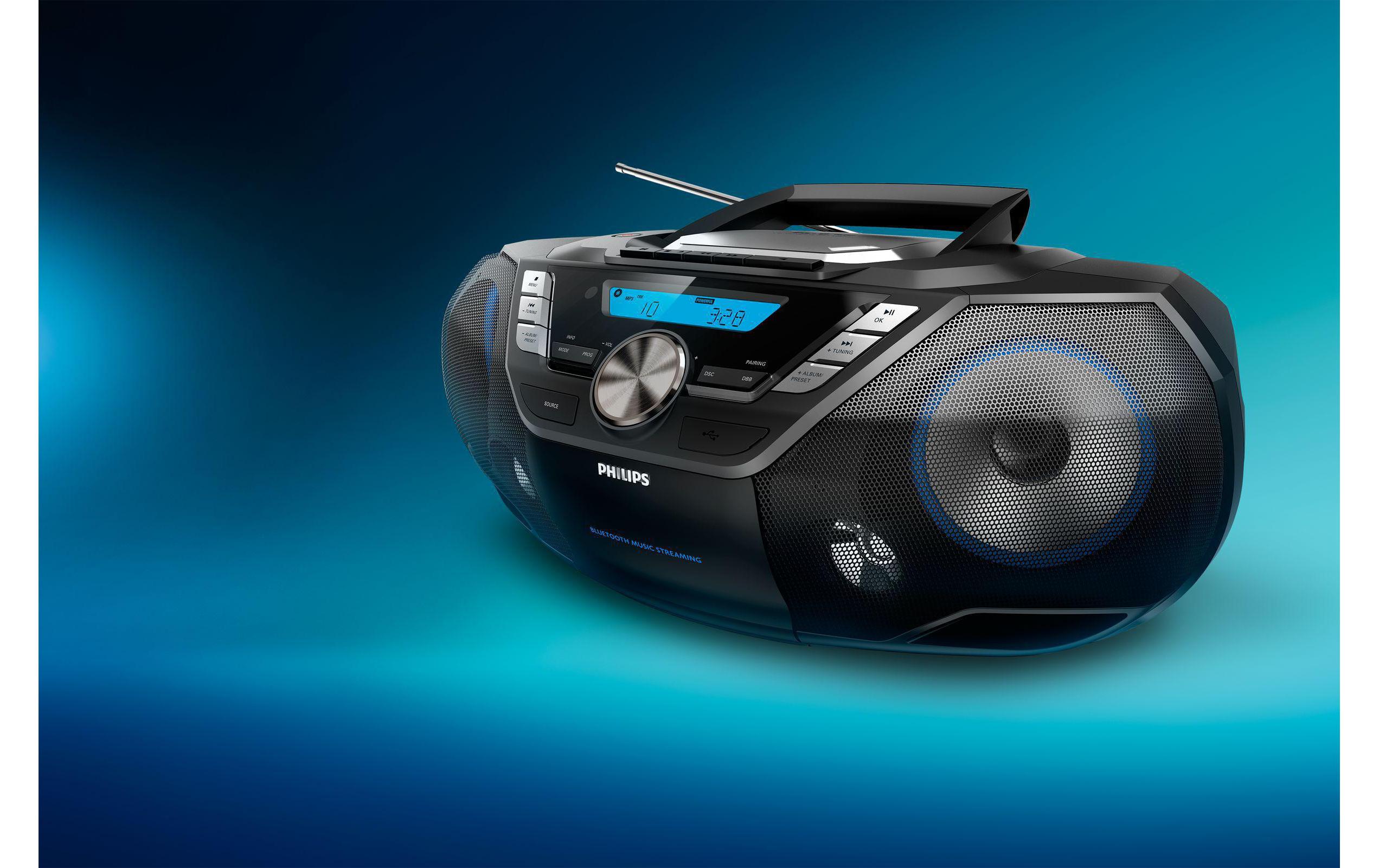 Radio/CD-Player AZB798T/12 Schwarz<br>Portabler CD-Player mit Kassettendeck und Bluetooth-Unterstützung