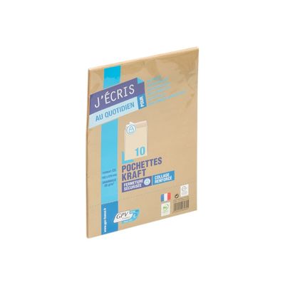 GPV - 10 Pochettes Enveloppes C5 162 x 229 mm - 85 gr - sans fenêtre - kraft - bande adhésive