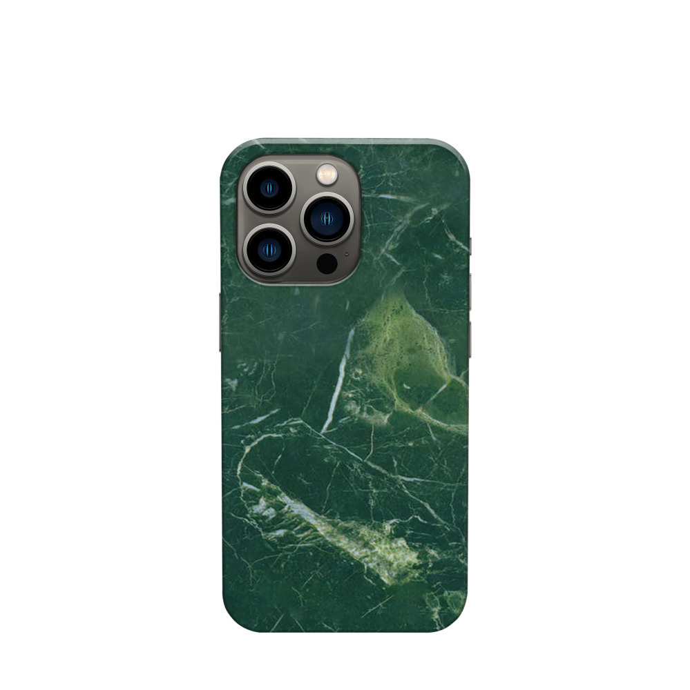 iPhone 13 Pro Kunststoff Hülle Serpentin Marmor - Grün
