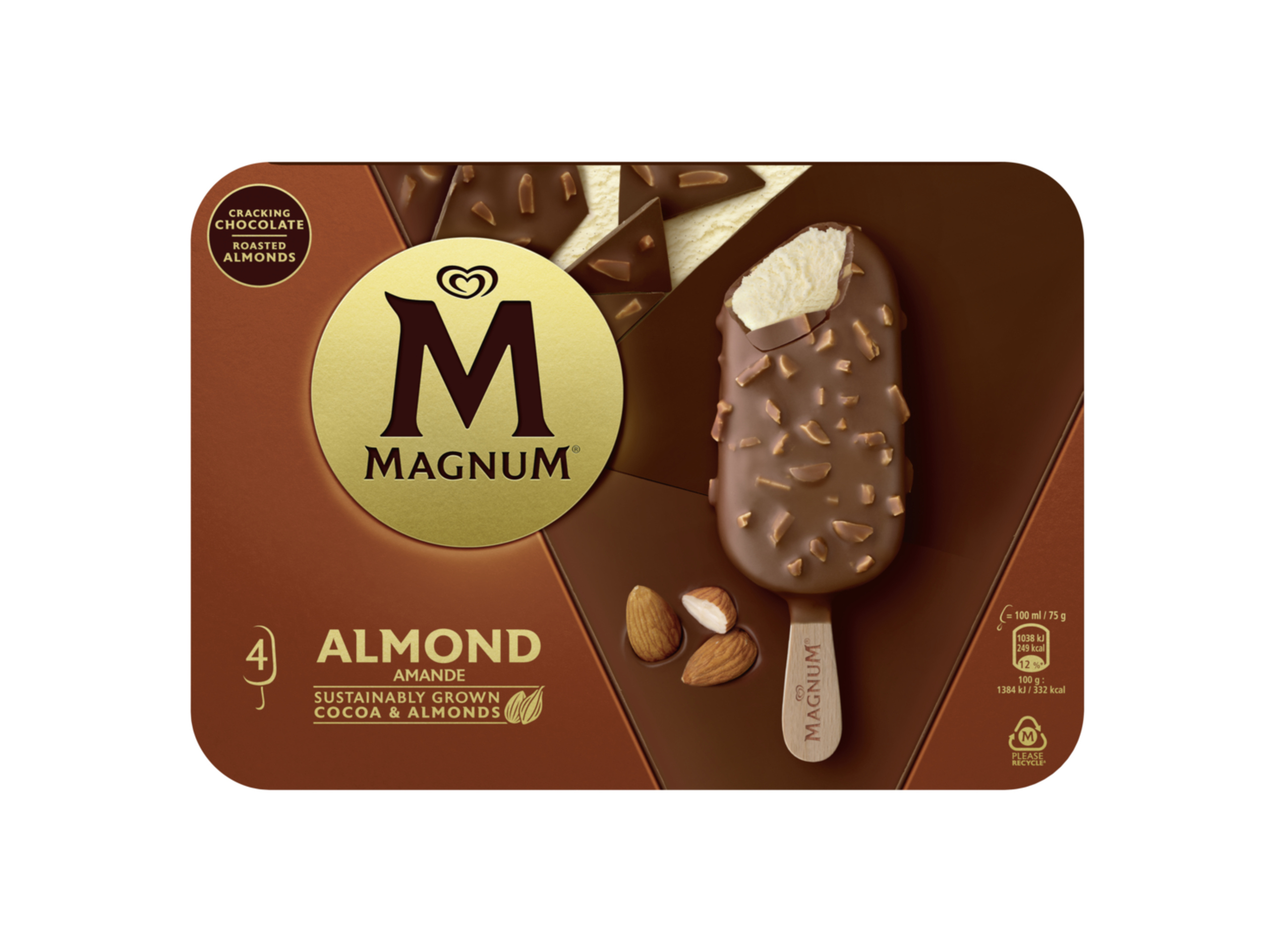 GELADO MAGNUM AMÊNDOAS 4X100ML