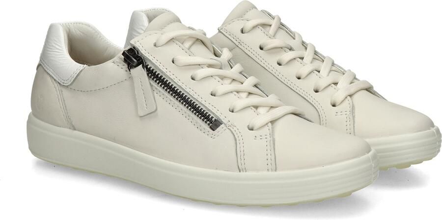 ECCO Soft 7 Side Zip Lace Veterschoenen Laag Wit