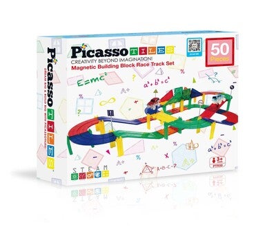 PicassoTiles Racerbane  Magnetisk Byggesett 50 Deler