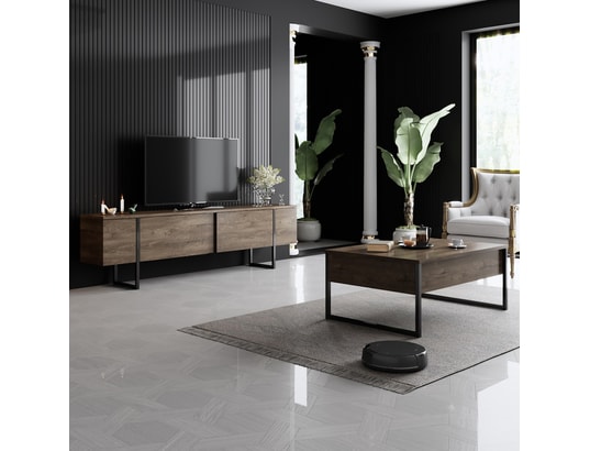 CONCEPT1 - Table basse Luxe noyer noir 90 x 60 x h40cm