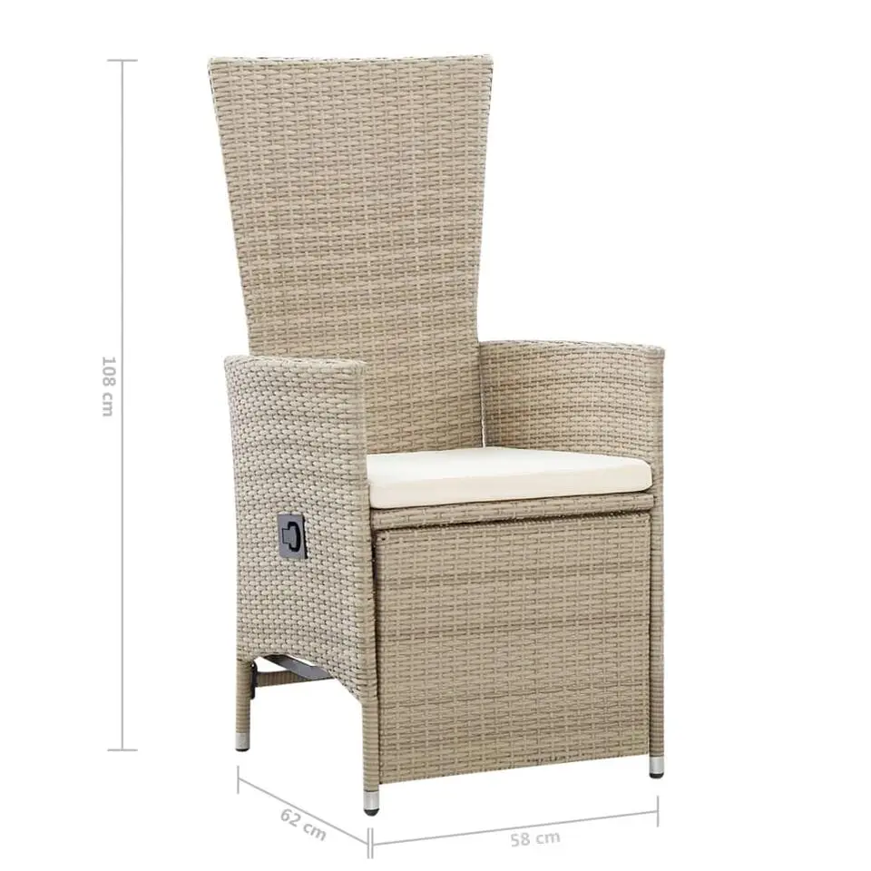 vidaXL - Tuinstoelen - Beige - Poly rattan - 2 stuks - Met kussens