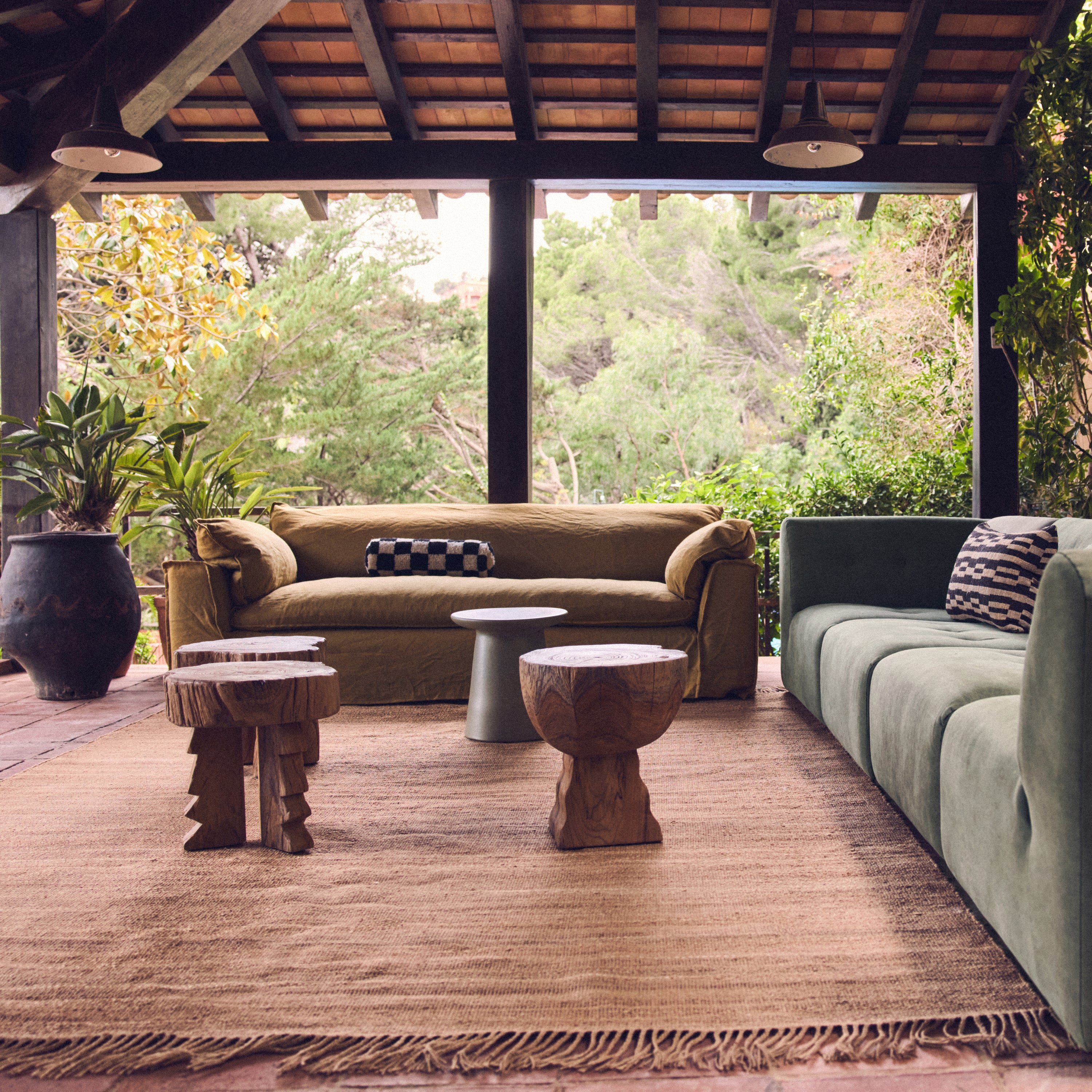 HKliving Arched Wooden Kruk - Teak
