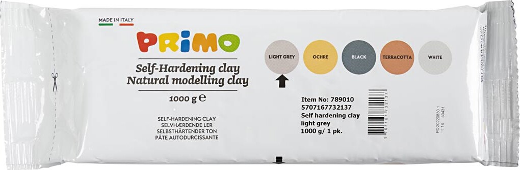 Primo Ler - Selvhærdende Ler - Lys Grå - 12X1000 G