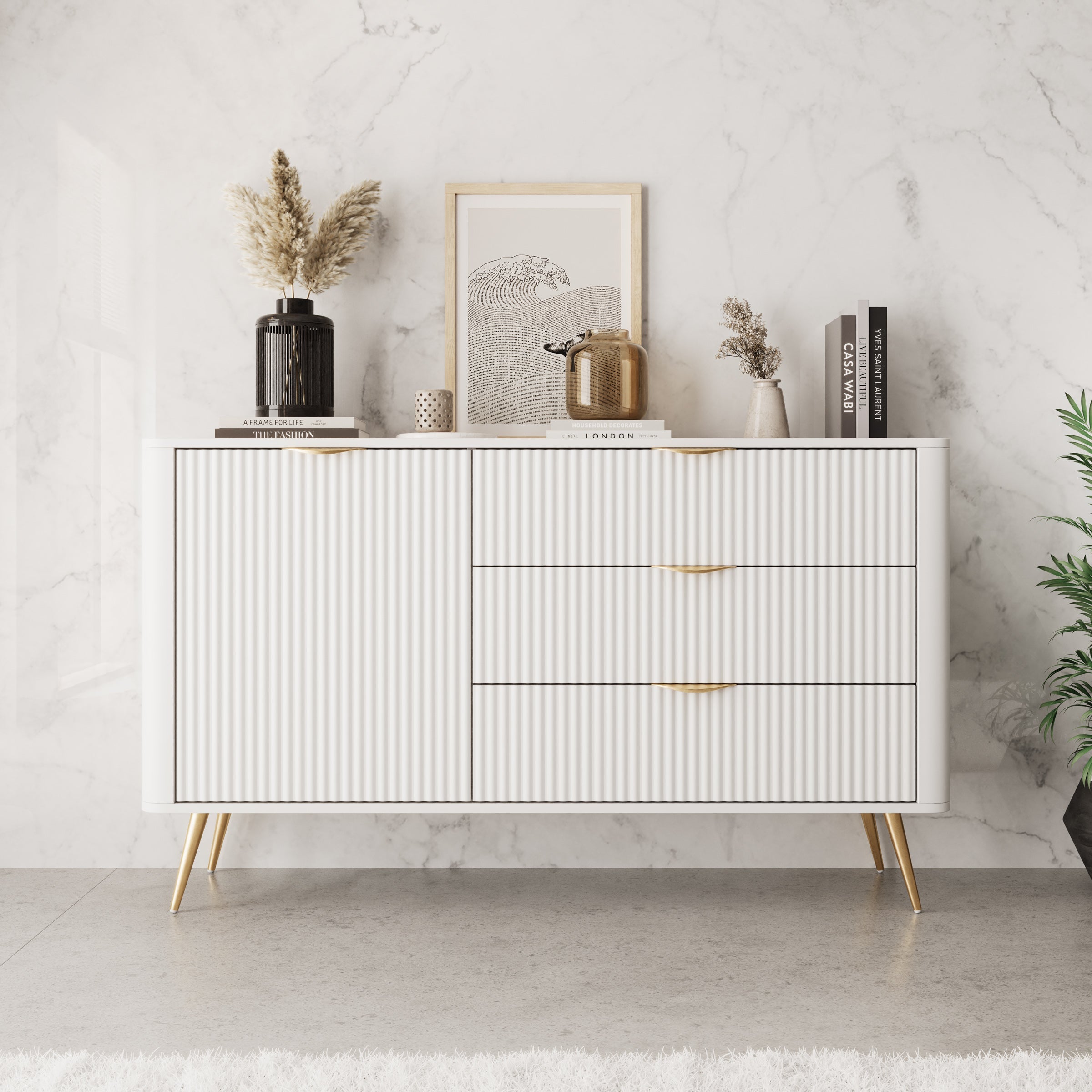 Meubella - Lima - Dressoir - Wit - 138 cm