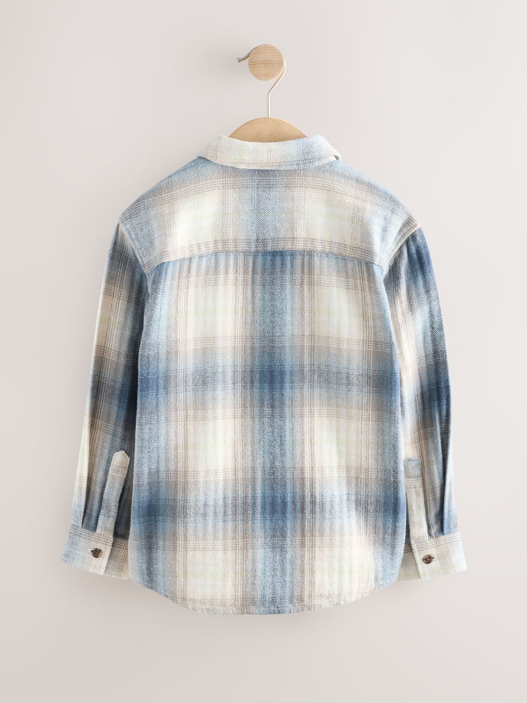 Blauw Schaduw - Set van geruit overhemd met lange mouwen en T-shirt 2 stuks (3-16jaar)
