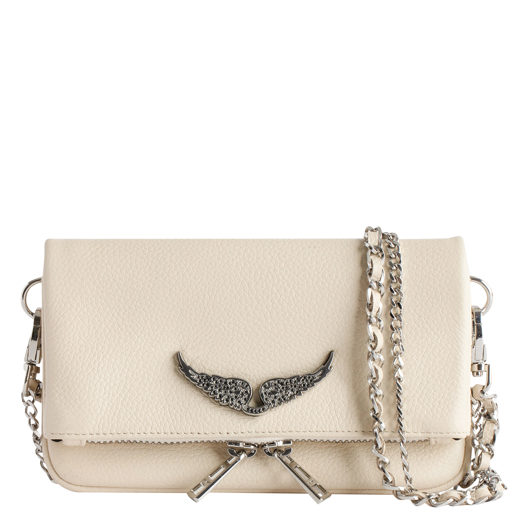 ROCK NANO - Sac pochette en cuir grainé | Blanc