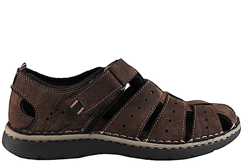 ROHDE SANDAL I MØRKEBRUNT SKIND MED LUKKET SNUDE
