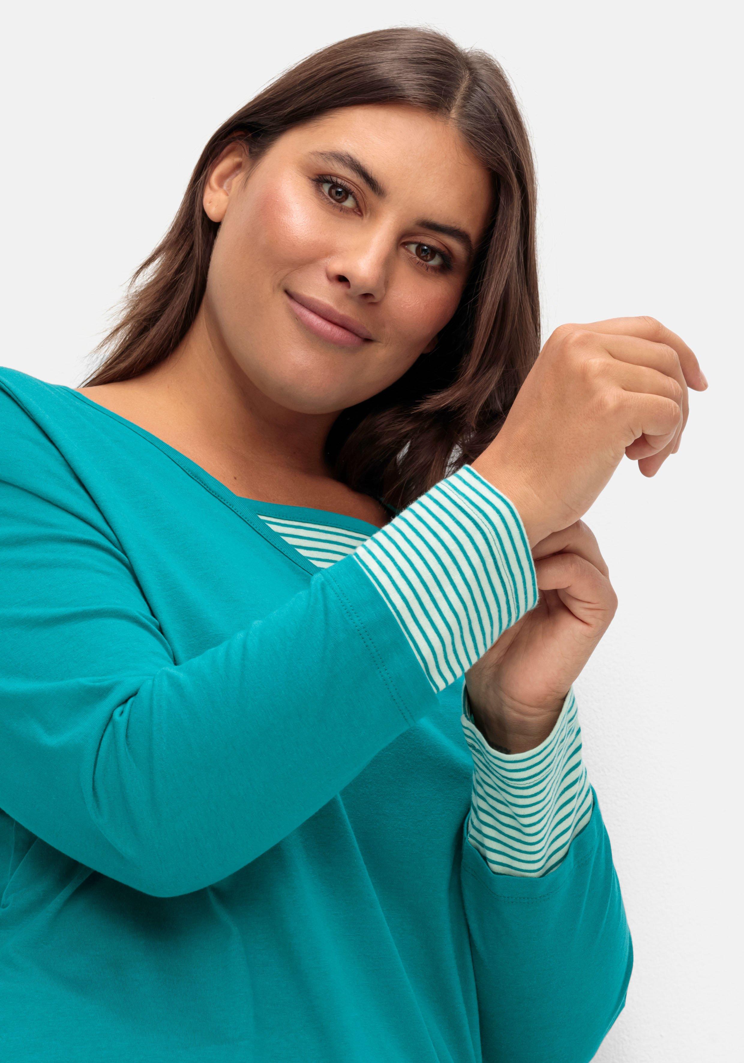 Shirt mit Streifendetails, im Layerlook