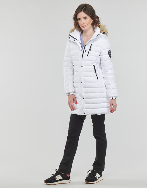 Superdry - FUJI HOODED MID LENGTH PUFFER - Blanc