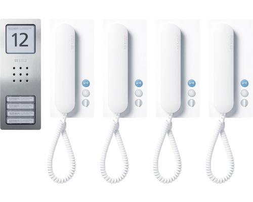 Siedle Audio Set Compact Set CA 812-4 deurintercomset van geborsteld roestvrij staal voor vier wooneenheden, opbouw