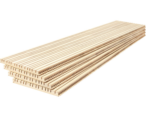 Akoestisch paneel LIGNO® wit spar onbehandeld, lamelbreedte: onregelmatig 12 - 25 mm, 1455 x 300 x 25 mm