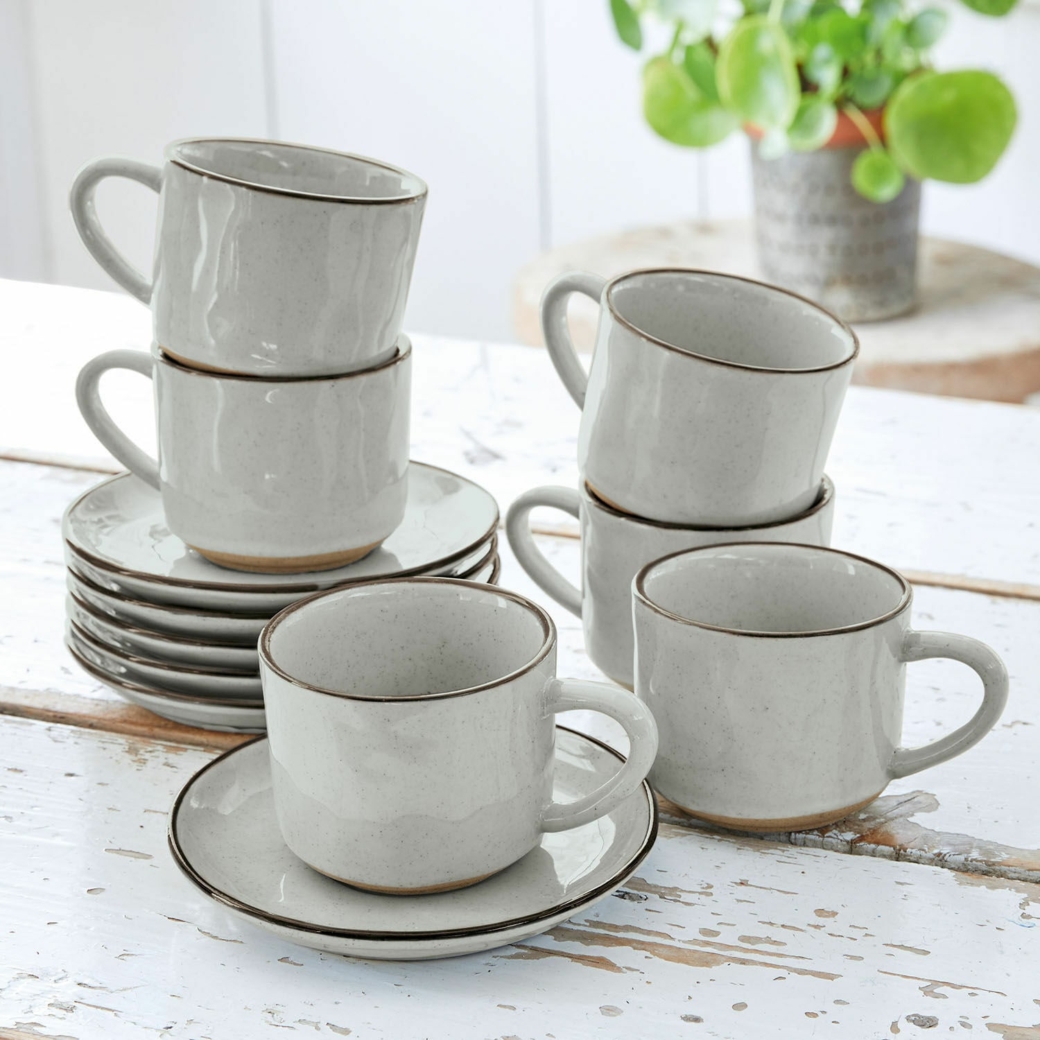 Espressotasse mit Untertasse 6er Set Biarré grau