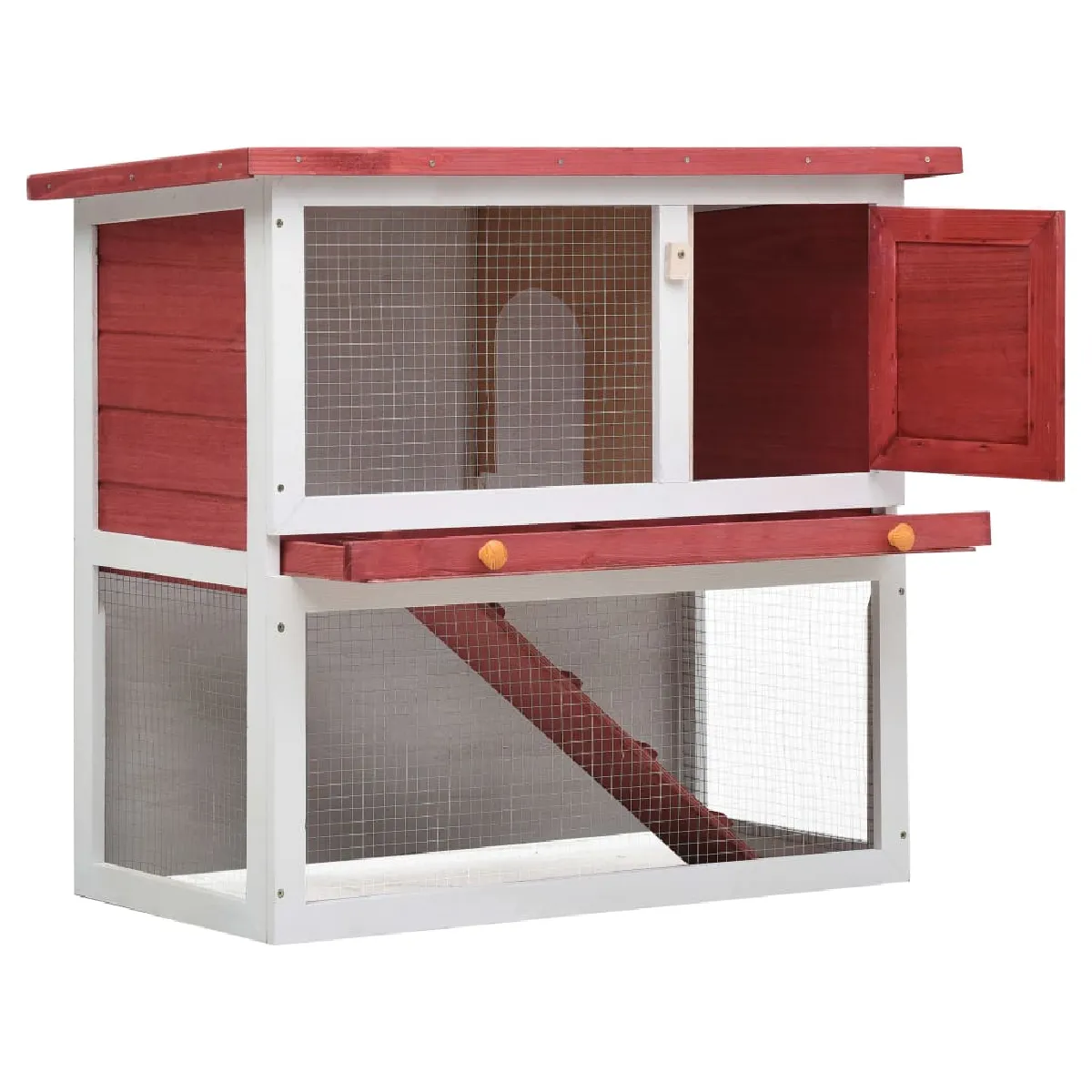 vidaXL Clapier extérieur - Rouge - 1 porte