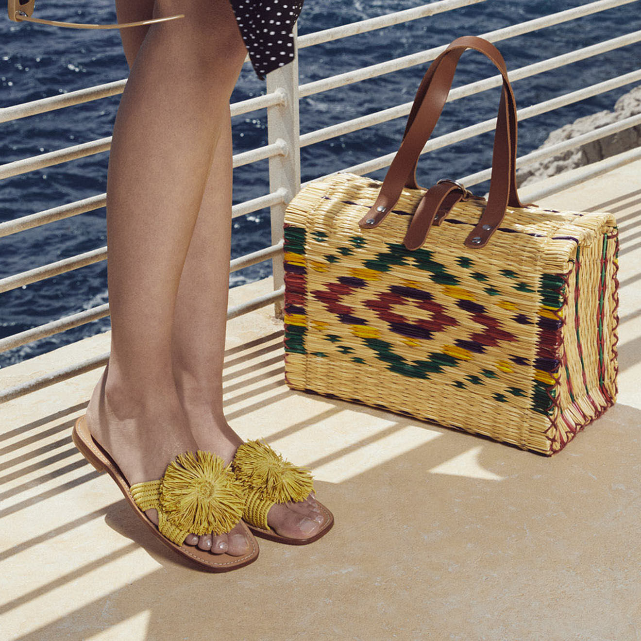 Mellow Yellow Mules en Raphia Thea jaunes