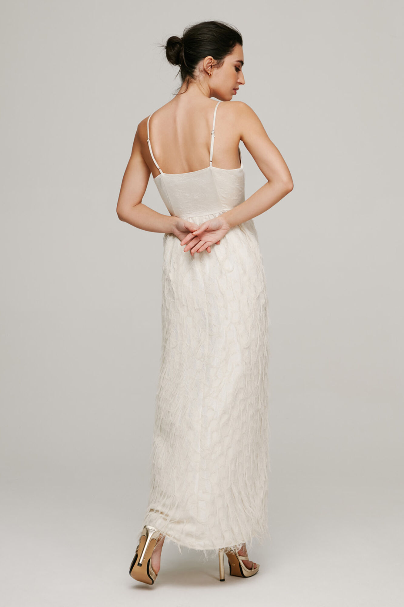 Vestido de penas - Cinza