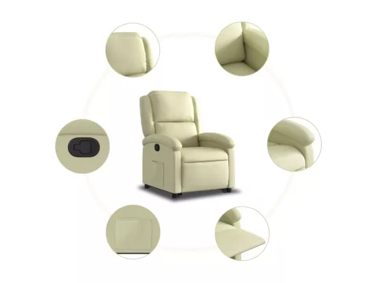 Fauteuil inclinable crème cuir véritable