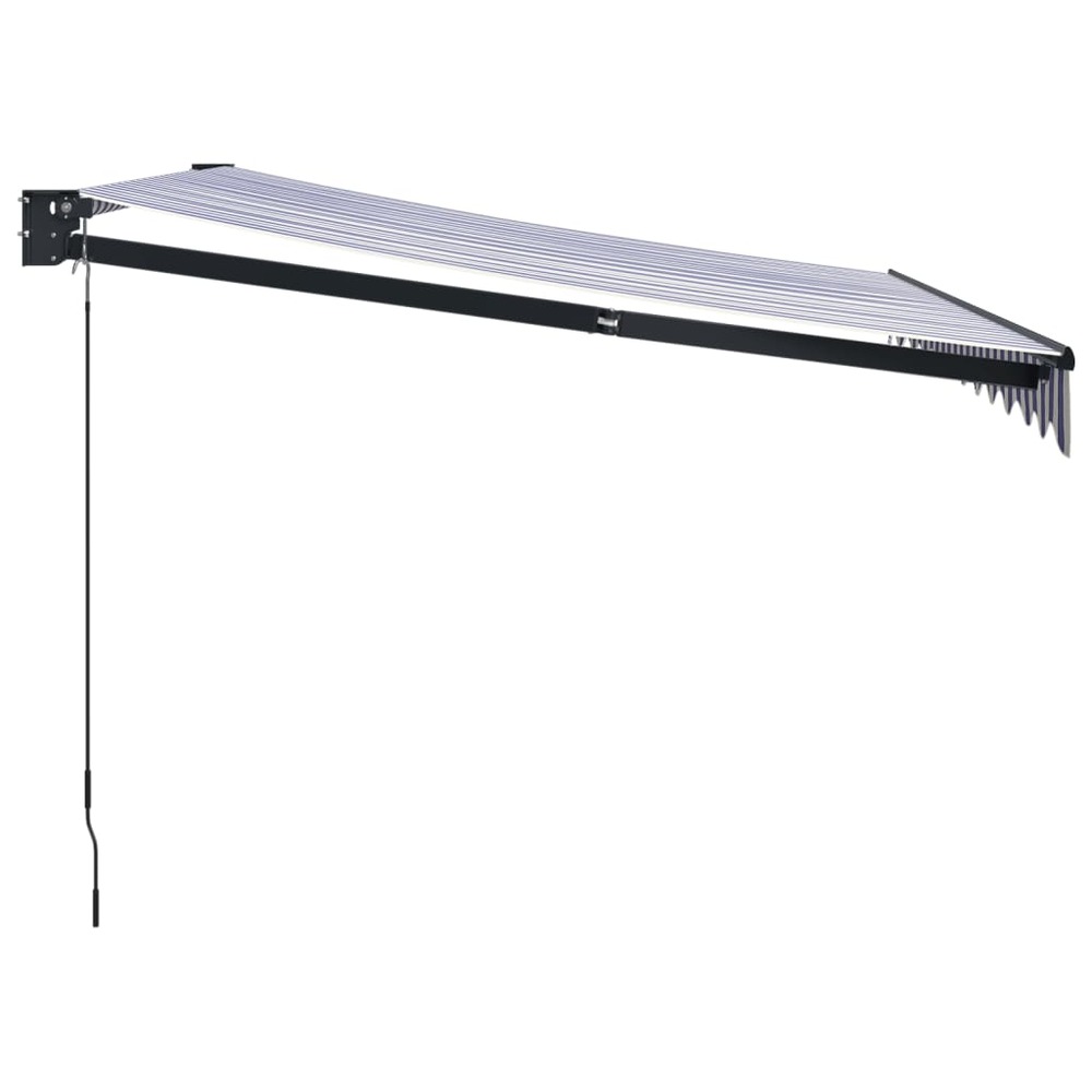 Auvent rétractable bleu et blanc 3x2,5 m tissu et aluminium