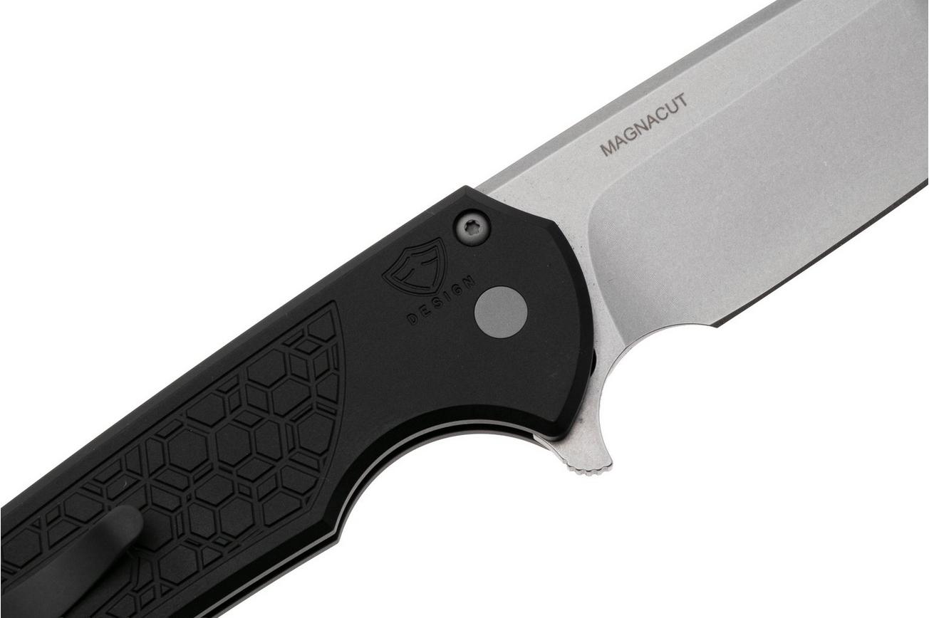 Pro-Tech Mordax MX105-GRIDLOCK, Stonewashed MagnaCut, Black Gridlock Textured Aluminum, zakmes