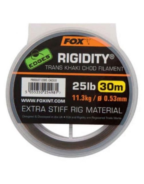 Fox Edges Rigidity Chod Filament 30m Trans Khaki - Onderlijn- & leadermateriaal - 0.53 mm 25 lb