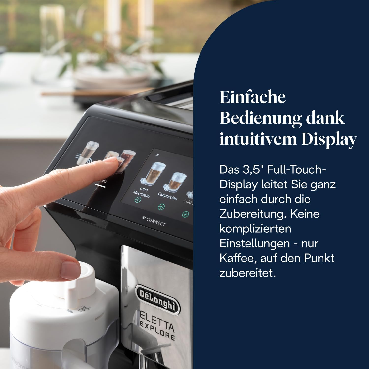 De'Longhi Eletta Explore - Perfetto Kaffeevollautomat mit LatteCrema-Milchaufschäumer, 50 Getränke inklusive Cold Brew auf Knopfdruck, farbiges Touch-Display, Dunkelgrau (ECAM452.67.G)