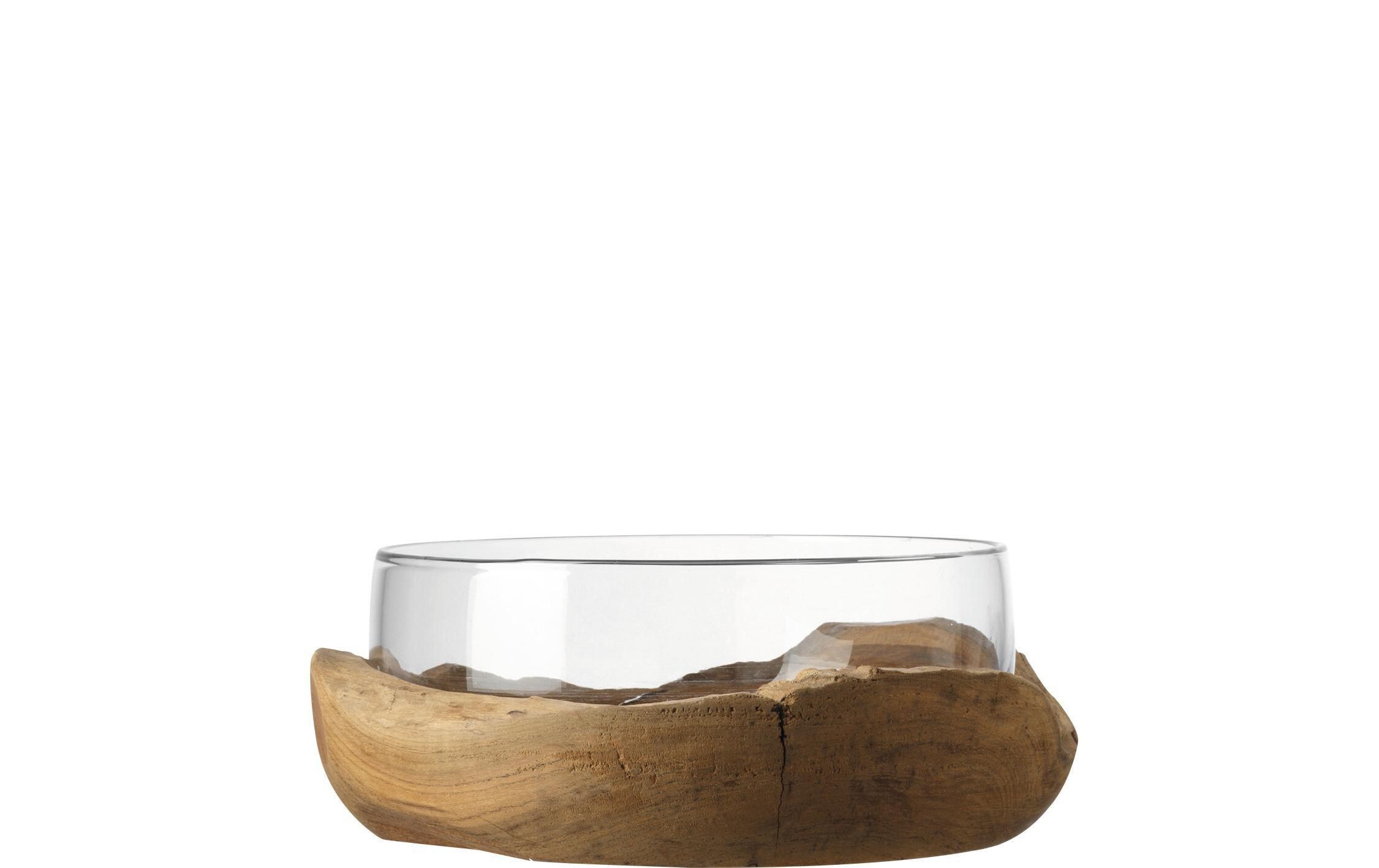 Schale Terra 28 cm, 1 Stück, Transparent<br>Schale mit Teaksockel