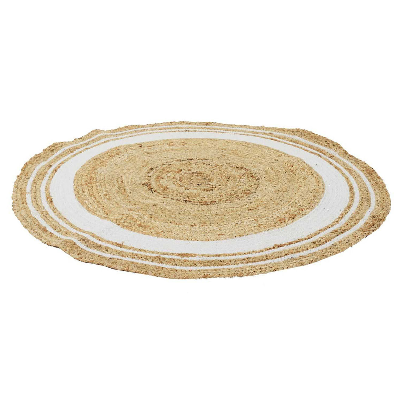 Home Deco Factory Tapis rond en Jute & Coton blanc - 90x90 cm