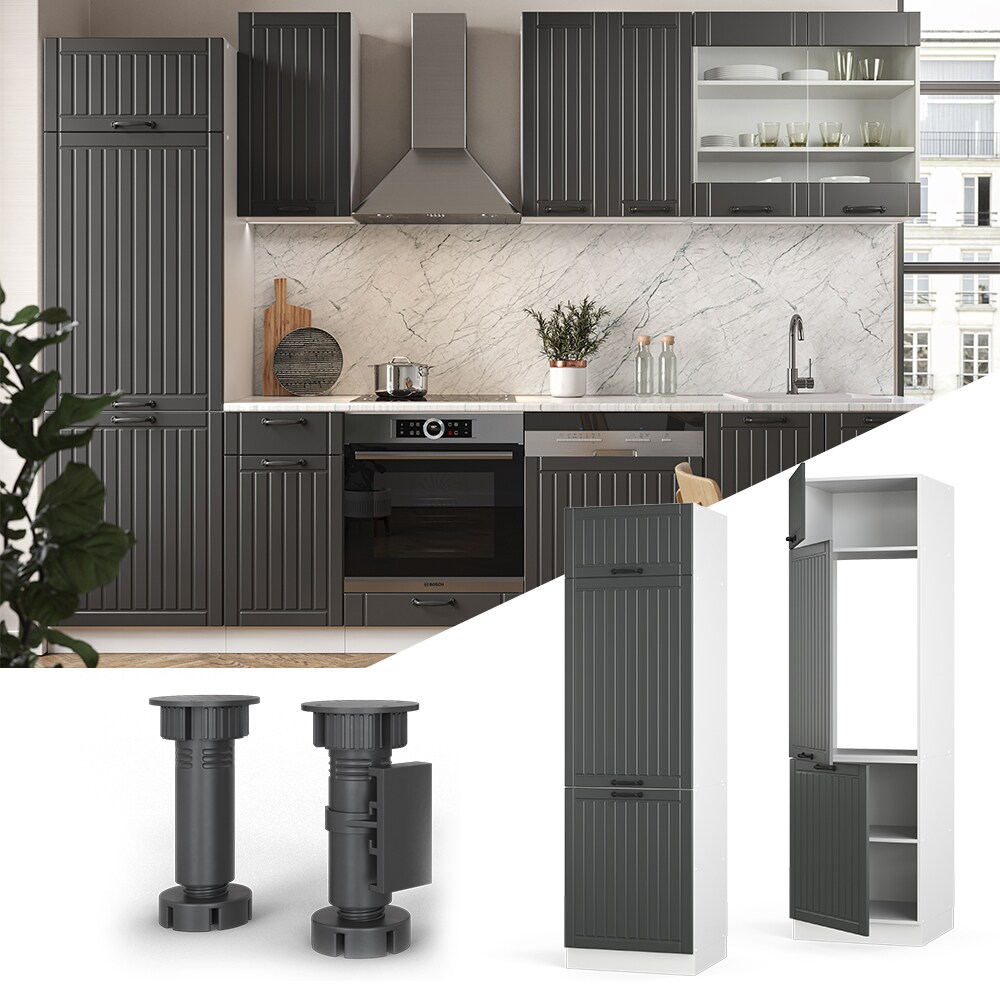Vicco Kühlumbauschrank 60 cm FAME Line Küchenschrank Küchenzeile Landhaus Anthrazit