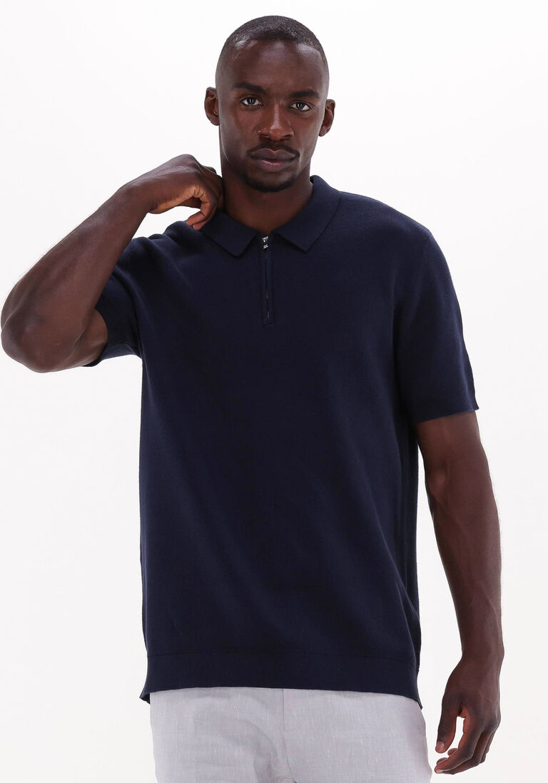 SELECTED HOMME donkerblauwe selected homme polo slhflorence ss knit zip polo b