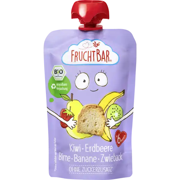 Bio Fruchtpüree Kiwi Erdbeere Birne Banane Zwieback