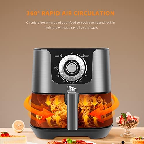 Friteuse Sans Huile, Uten Friteuse à Air 1800W, 6.5L Air Fryer  2 à 8 personnes, Panneau Tactile LED avec 8 Programmes, Paniers Antiadhésifs, Sans BPA/PFOA : Cuisine et Maison